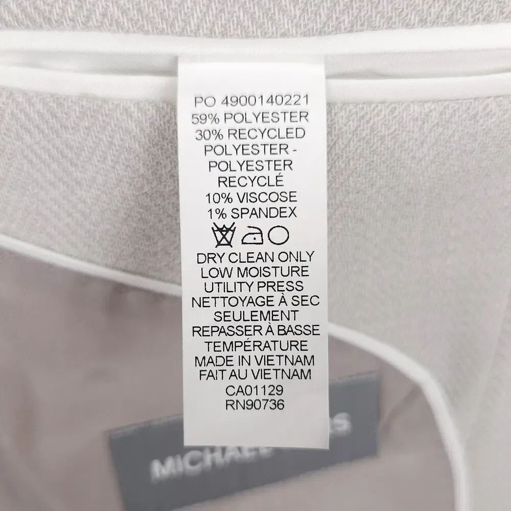 Michael Kors Mens Classic Fit Sport Coat 50R Silver Grey Herringbone Stretch NWT